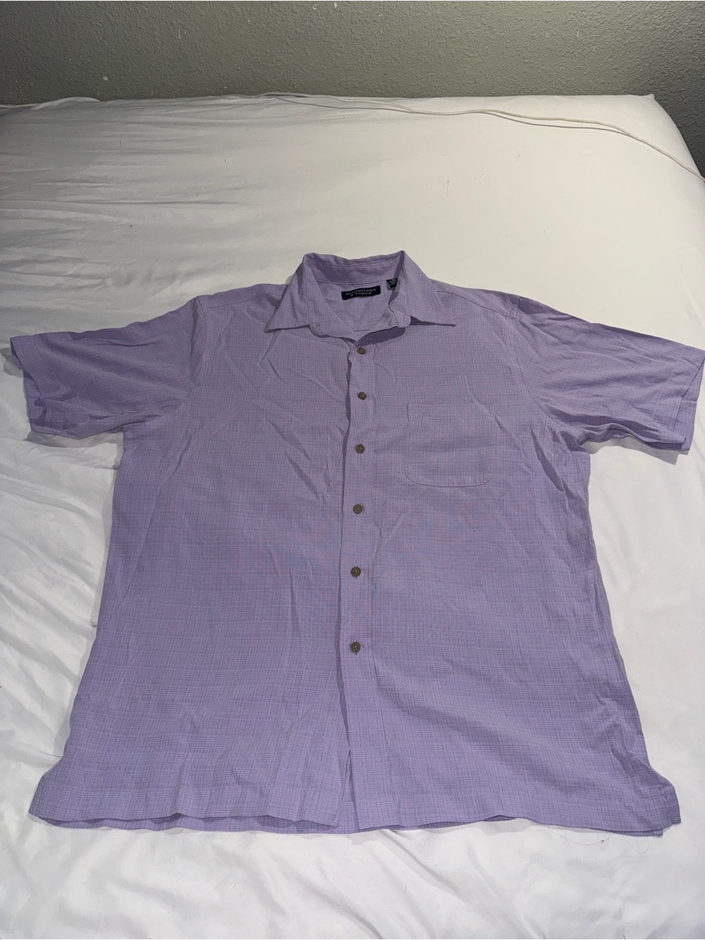 Roundtree & Yorke Men's Large Purple Modal Blend Short Sleeve Button Up Shirt